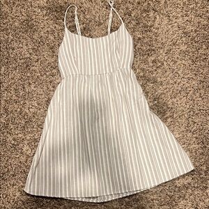 Striped White and Tan Dress